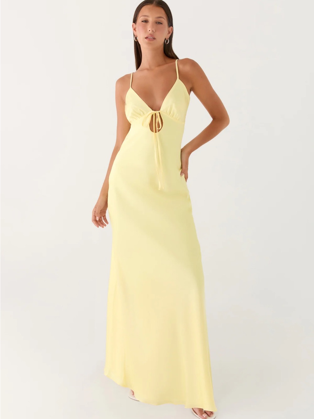 Peppermayo Flora Satin Maxi Dress - Lemon